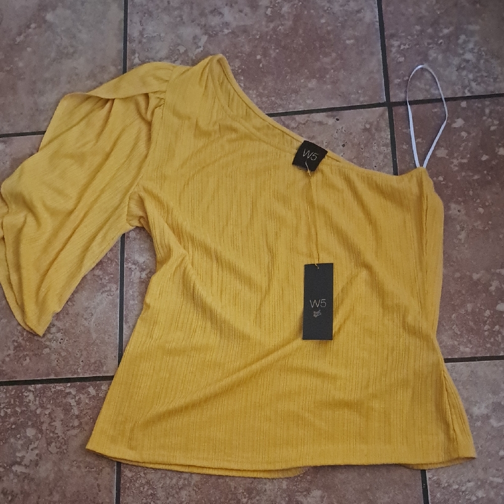 W5 Mustard Yellow Asymmetrical Blouse In Colab With Anthropologie.
